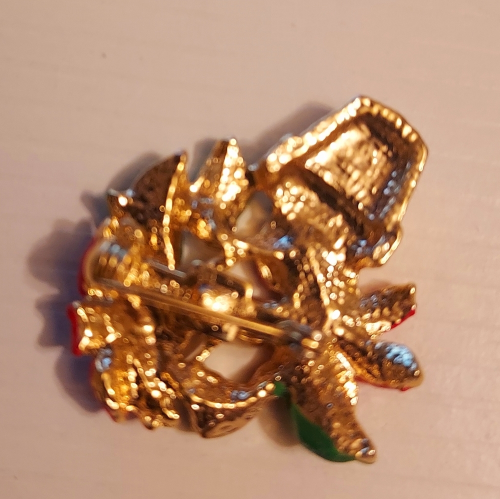 Avon Poinsettia Pot Small Christmas Brooch - Picture 5 of 6